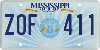 MS license plate ZOF411