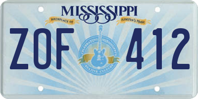 MS license plate ZOF412
