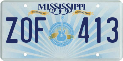 MS license plate ZOF413