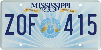 MS license plate ZOF415