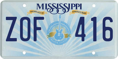 MS license plate ZOF416