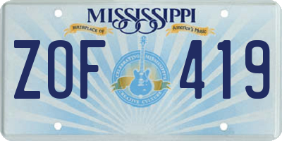 MS license plate ZOF419