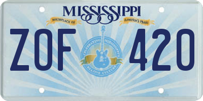 MS license plate ZOF420