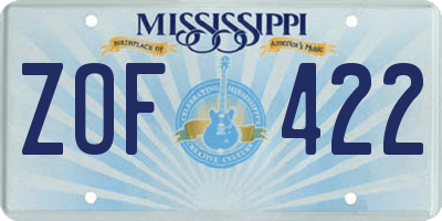 MS license plate ZOF422