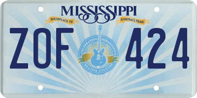 MS license plate ZOF424