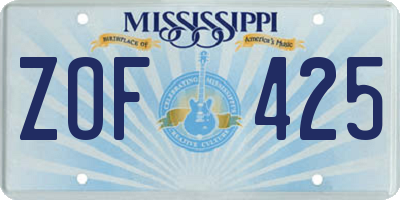 MS license plate ZOF425