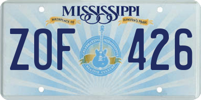 MS license plate ZOF426