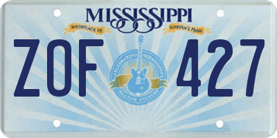 MS license plate ZOF427
