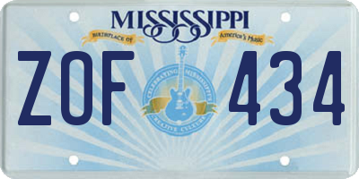MS license plate ZOF434