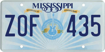MS license plate ZOF435