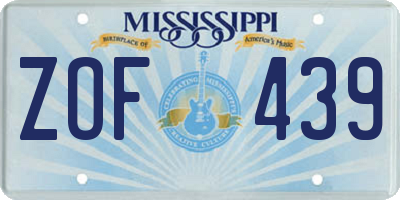 MS license plate ZOF439