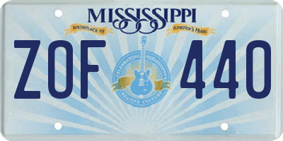 MS license plate ZOF440