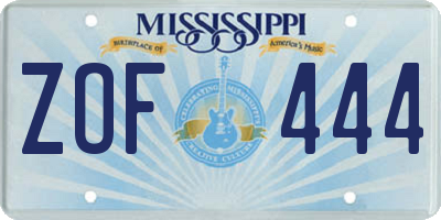 MS license plate ZOF444