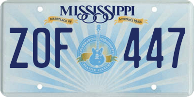 MS license plate ZOF447