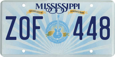 MS license plate ZOF448