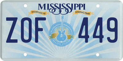 MS license plate ZOF449