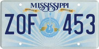 MS license plate ZOF453