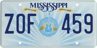 MS license plate ZOF459