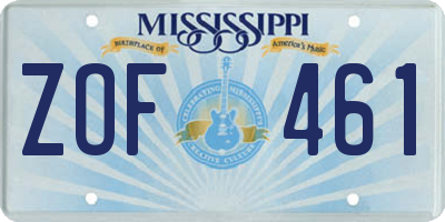 MS license plate ZOF461