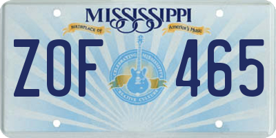 MS license plate ZOF465