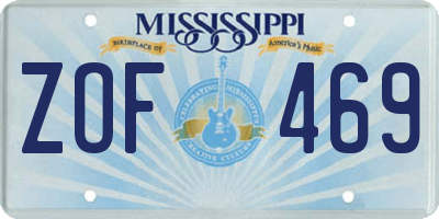 MS license plate ZOF469