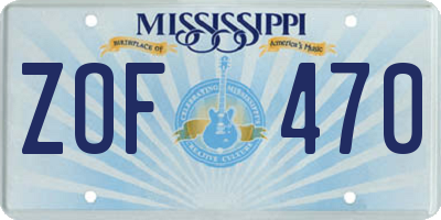 MS license plate ZOF470