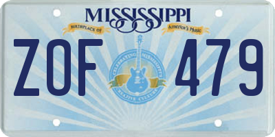 MS license plate ZOF479