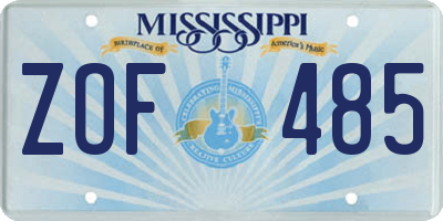 MS license plate ZOF485
