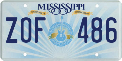 MS license plate ZOF486