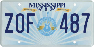 MS license plate ZOF487