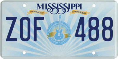 MS license plate ZOF488