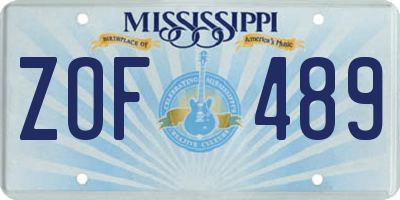 MS license plate ZOF489