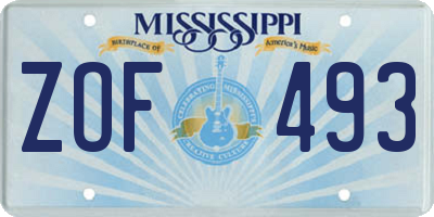 MS license plate ZOF493