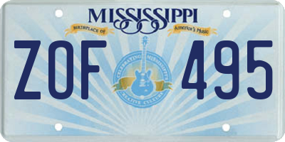 MS license plate ZOF495