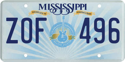 MS license plate ZOF496
