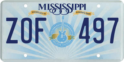 MS license plate ZOF497