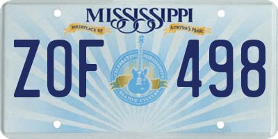 MS license plate ZOF498