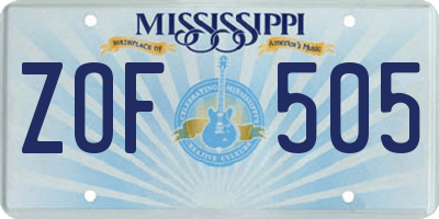 MS license plate ZOF505