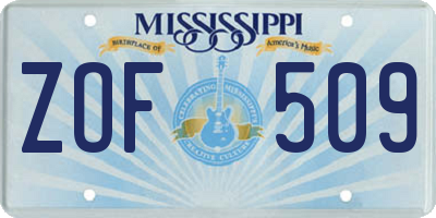 MS license plate ZOF509