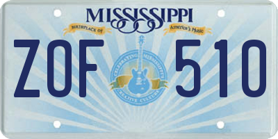 MS license plate ZOF510
