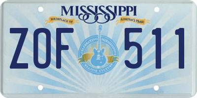 MS license plate ZOF511
