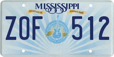 MS license plate ZOF512