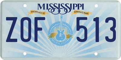 MS license plate ZOF513