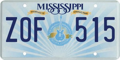 MS license plate ZOF515