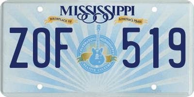 MS license plate ZOF519