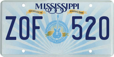 MS license plate ZOF520