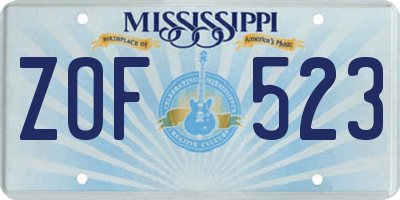 MS license plate ZOF523