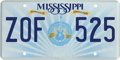 MS license plate ZOF525
