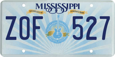 MS license plate ZOF527