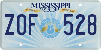 MS license plate ZOF528